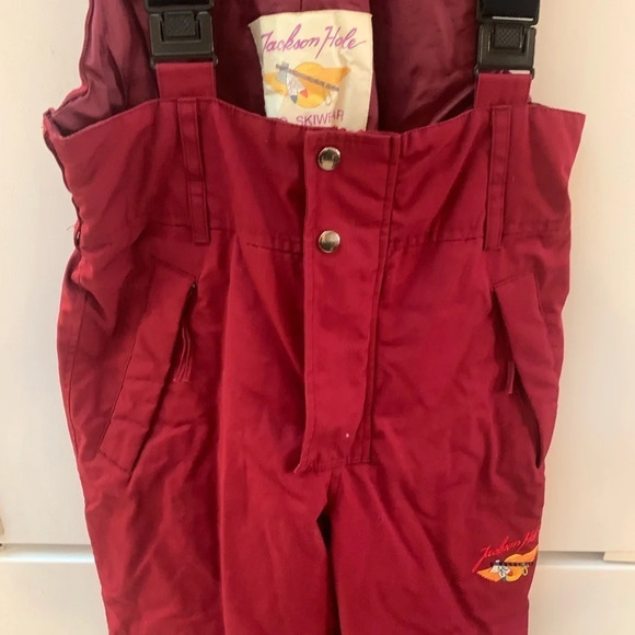 Vintage Jackson Hole Burgundy Bib Overall Snow Pants M - Picture 7 of 11